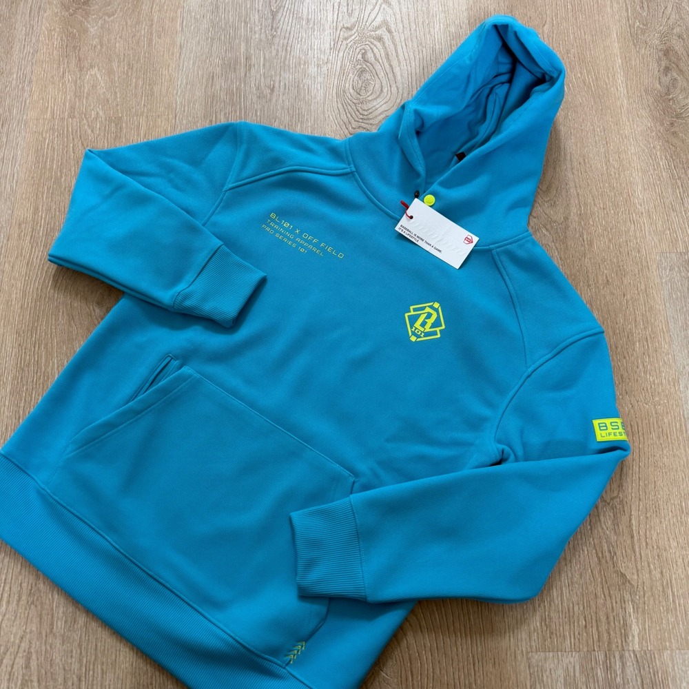 Baseball Lifestyle 101 Off Field Waffle Performance Hoodie Mens M Blue Neon NWT